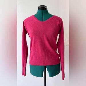 J. Crew Pink V-Neck Merino Wool Sweater
